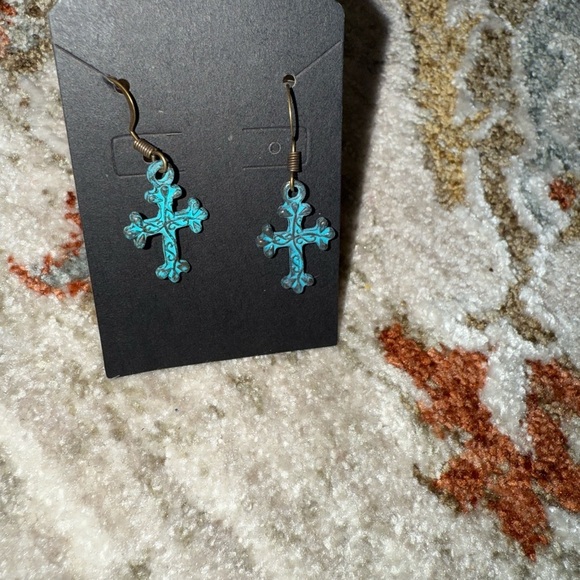 Turquoise Cross Earrings - Picture 3 of 5